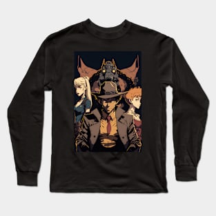 Anime Detective Man with his sidekicks Long Sleeve T-Shirt